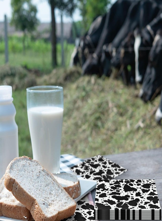 Whaline 80Pcs Cow Print Napkins Disposable Cow Spot Paper Luncheon Napkins Rustic Farm Animal Party Napkin for Home Kitchen Banquet Baby Shower Birthday Party Supplies, 6.5 x 6.5 Inch - Image 3